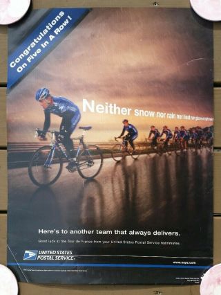 2003 Usps Team Delivers Poster Lance Armstrong 5 In A Row Rare