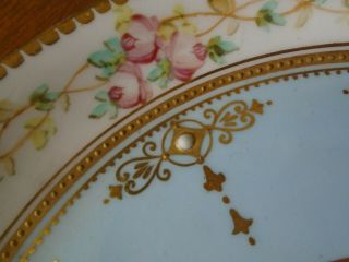 Rare Fine Minton Turquoise Floral Pink Roses,  Jewelled & Gilded Tea Cup & Saucer 7