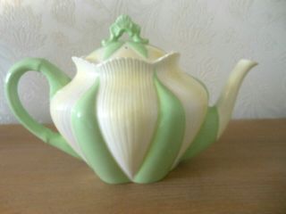 Very Rare Shelley Green Star Pattern Art Deco Teapot - A/f