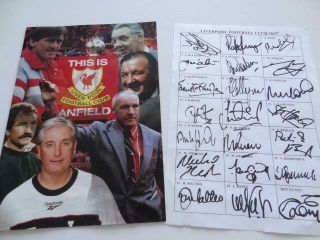 Liverpool Fc 1996 - 97 Rare Official Club Issued Brochure / Autograph Sheet