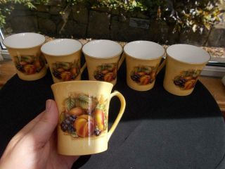 Rare Set Of 6 Aynsley Orchard Gold Beakers Cups Mugs  9cm High