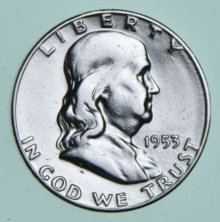 Higher Grade - 1953 - S - Rare Franklin Half Dollar 90 Silver Coin 295