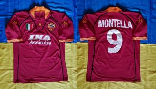 ●very Rare Montella As Roma Italy 2001/2002 Home Shirt Kappa Size Men Adult Xl ●