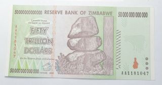 Rare 2008 50 Trillion Dollar - Zimbabwe - Uncirculated Note - 100 Series 692