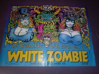 White Zombie La Fold Out Mini Poster Rare Promo Rob Zombie Vol.  1 1992 Usa Horror