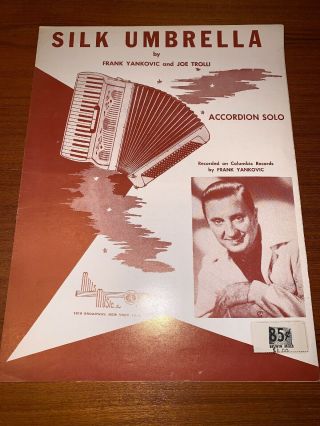 1964 Frank Yankovic Photo Cover Sheet Music Silk Umbrella Polka Accordion Rare
