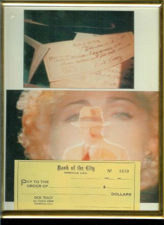 Dick Tracy Disney Movie Rare Prop Check,  Photo Tracy & Madonna 1980/collectible