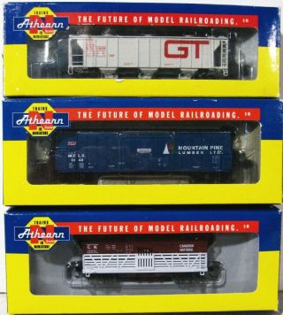 3 N Scale Athearn Freight Cars Knuckle Couplers Boxed Rare.  Scroll Down