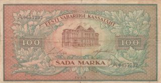 100 Marka Fine Banknote From Estonia 1923 Pick - 51a Rare