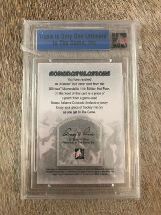 In The Game Ultimate Vault Hot Patch Teemu Selanne 1 Of 1 Patch UM - 11 Ruby RARE 2