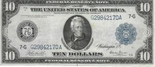 1914 $10 Rare Burke Glass Signatures Federal Reserve Note Jackson Type A Chicago