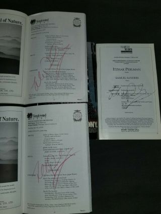 Three (3) Itzhak Perlman Autographed Programs Rare Boston Symphony Lincoln Cente