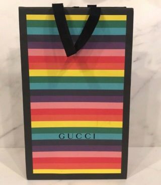 Authentic Rare Limited Edition Gucci Rainbow Stripe Gift Or Shopping Bag