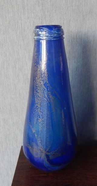 Rare Charlie Meaker Studio Art Glass Vase - Isle Of Wight Blue Azurene Interest