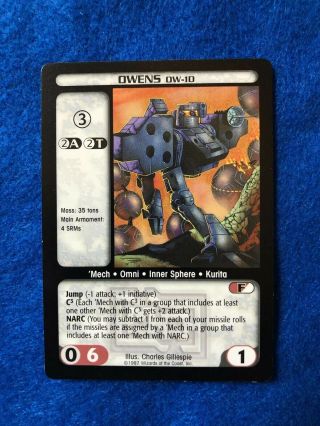 Battletech Cards Ccg/tcg Owens Ow - 1d Mechwarrior Rare