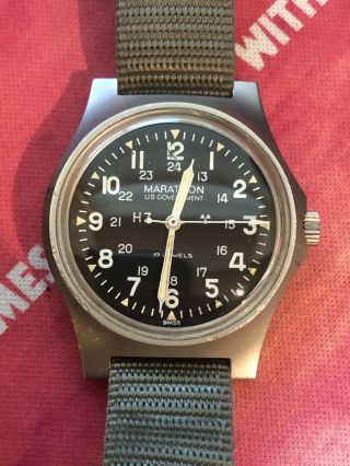 Rare Marathon Gg - W - 113 U.  S.  Government Wrist Watch Gallet Movement 1984