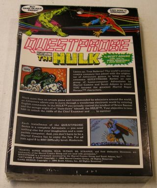 RARE Questprobe: The Hulk by Scott Adams for Atari 400/800,  C - 64 - 2