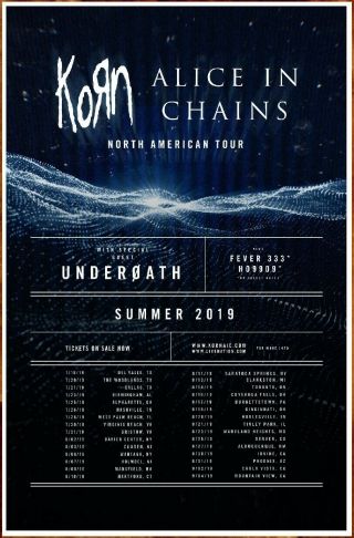 Korn | Alice In Chains | Underoath 2019 Ltd Ed Rare Tour Poster,  Poster