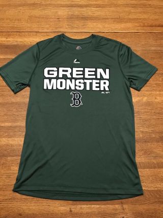 Rare Boston Red Sox Green Monster Mlb Majestic Cool Base Shirt Youth Large