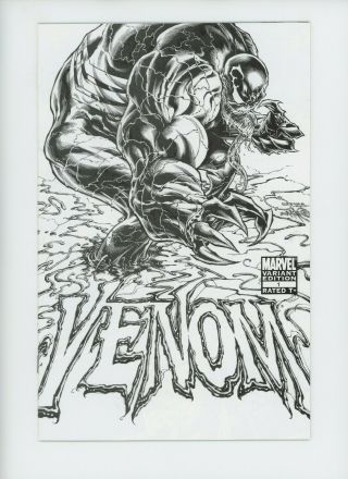 Venom 1 Marvel Comics Book Quesada B&w Sketch Variant 1:100 Rare Book
