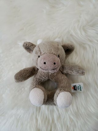 Litttle Jellycat Mellymoo Calf Baby Infant Rattle Grabber Brown Plush Rare Toy