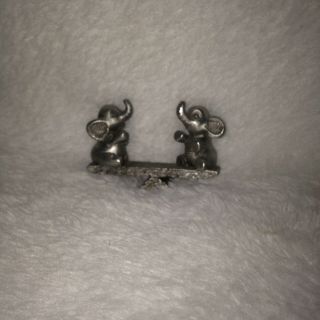 Pewter Elephants Vintage Spoontiques P381 Playing On Seesaw Miniature Rare