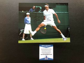 Roger Federer Rare Signed Autographed Tennis Legend 8x10 Photo Beckett Bas