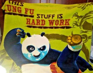 Large Kung Fu Panda Green Soft Blanket - Rare