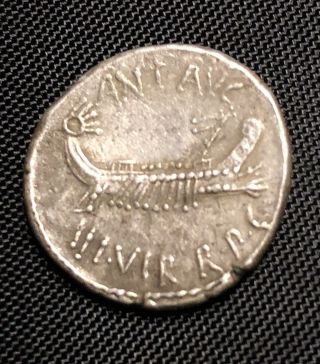 Roman Silver Coin Marc Anthony Galley/legionary Denarius 32bc Rare Vf - Xf,  Bonus
