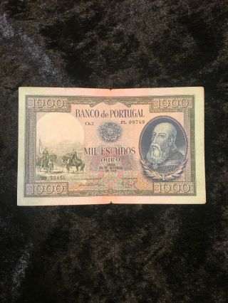 Rare Portugal Banknote - 1000 Escudos D.  Afonso Henriques Ch.  7 1942 Xf -