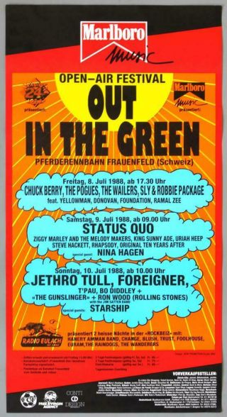 Jethro Tull Ron Wood Steve Hackett Quo Heep - Rare 1988 Concert Poster
