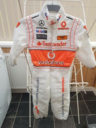 Vodafone Mclaren Mercedes Kids Race Suit F1 Rare Hamilton Button Uk Size Medium