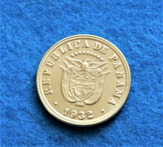 1932 Panama 5 Centesimos - Gorgeous Rare Coin - Only 332k Minted -