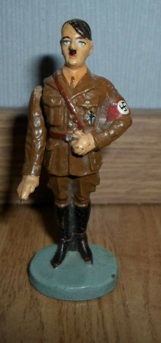 rare german ELASTOLIN Fuhrer Figure brown uniform movable arm - WWII 4