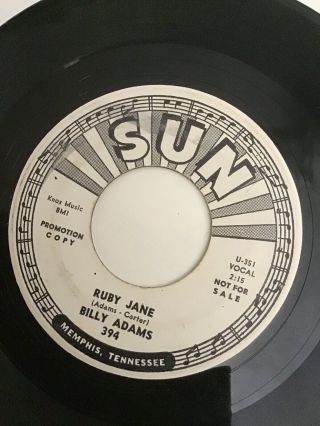 Billy Adams Reconsider Baby Ruby Jane Promo White Label Rare Sun Records 45 394