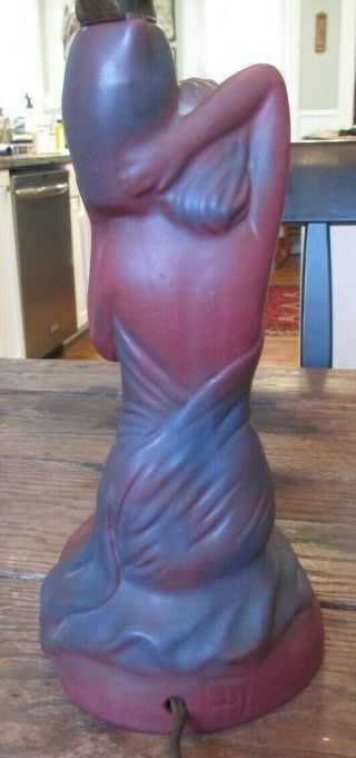 Rare Van Briggle Pottery Damsel of Damascus Pink Lamp w/ Butterfly Shad 6