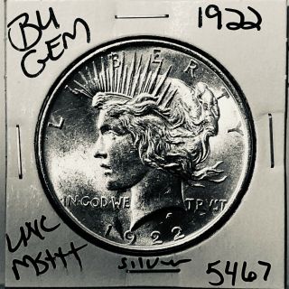 1922 P Bu Gem Peace Silver Dollar Unc Ms,  U.  S.  Rare Coin 5467