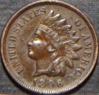 Rare 1896 Indian Head Cent Full Liberty With Diamonds In Rich Brown Cond Lqqk