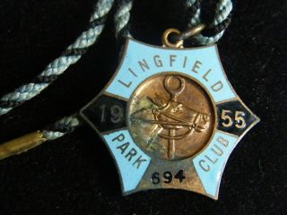 Rare 1955 Lingfield Park Club Members Badge Number 694