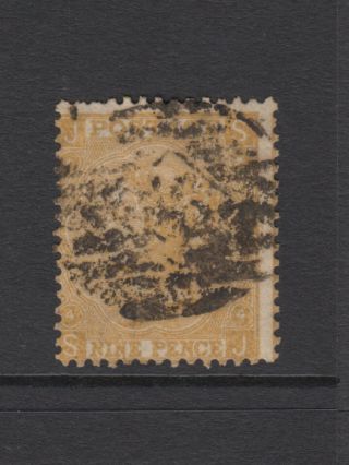 Gb Qv 9d Straw Sg98 Plate 4 Nine Pence " Sj " 1865 Stamp Emblems,  Rare