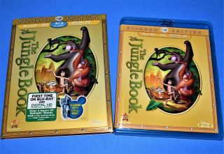 Rare Disney The Jungle Book Diamond Ed Blu Ray & Dvd Animated Movie & Slipcover