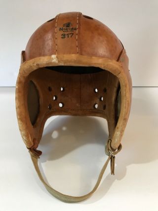 Rare 1930s Nokona 317 Tan Leather Padded Football Helmet W/strap Vintage