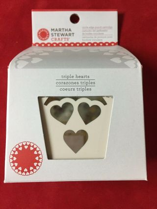 RARE Martha Stewart TRIPLE HEARTS Circle Edge Punch Cartridge EUC 3