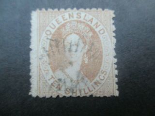 Queensland Stamps: 10/ - Chalon - Rare (f213)