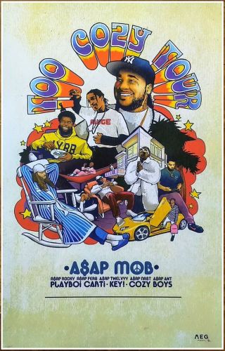 Asap Mob Rocky Ferg | Playboy Carti Tour 2017 Ltd Ed Rare Poster Hip - Hop A$ap