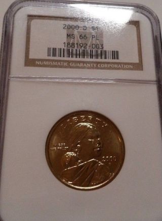 2000 - D Sacagawea Dollar Ngc Ms 66 Pl (not From The Millennium Set) Rare