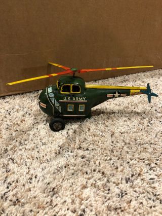 Rare Vintage Marusan Tin Us Army Helicopter Made In Japan