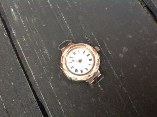 1800s 9k Solid Gold Enamelled Watch.  Rare Solid Gold Watch.  9k Gold Watch 6