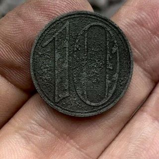Danzig 10 Pfennig 1920 Grade Ef (tin) Very Rare