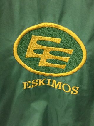 Rare Large Edmonton Eskimos Zip Up Starter Lite Hooded Jacket Vintage 96 - 97 CFL 7
